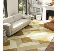 HOMCOM Tapis Salon 230 x 160 cm Tapis à Poils Courts, Lavable en Machine, hypoallergénique, pour Salon, Chambre à Coucher, Bureau, Jaune