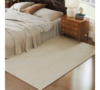 HOMCOM Tapis salon 230 x 160 cm, tapis à poils épais géométrique, moelleux et antidérapant, crème