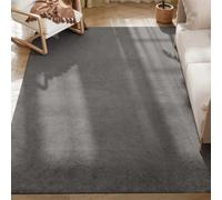 HOMCOM Tapis Salon 230 x 160 cm Tapis à Poils Longs, Lavable en Machine, antidérapant, en Fausse Fourrure, pour Salon, Chambre à Coucher, Bureau, Gris Clair