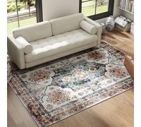 HOMCOM Tapis Vintage Antidérapant et Lavable à Poils Courts pour Salon et Chambre, 230x160 cm, Multicolore