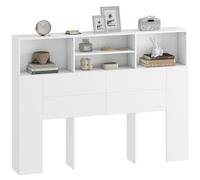 Tête de lit sur pied - HOMCOM - 4 compartiments ouverts - 140 x 19 x 103,5 cm - blanc
