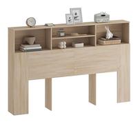 HOMCOM Tête de lit sur Pied 160 cm avec rangements, Accessoire de lit Moderne avec 4 Compartiments Ouverts pour Chambre, 160 x 20,2 x 108,2 cm, Bois Naturel
