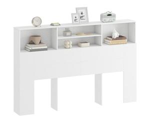 HOMCOM Tête de Lit sur Pied 160 x 20,2 x 108,2 cm, Blanc | Avec Rangements, Accessoire de Lit Moderne, 4 Compartiments Ouverts, pour Chambre à Coucher