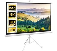 HOMCOM Toile de projecteur 84 pouces avec trépied réglable de support, écran de projection en plastique et métal, 200 x 8 x 118 cm, blanc