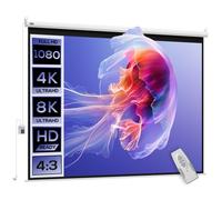 HOMCOM Toile de projection électrique 84 pouces 4:3 4K HD blanc 191x8x130 cm montage mural ou plafond télécommande incluse