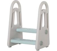 HOMCOM Tour d'apprentissage Tabouret debout avec 2 marches Structure pyramidale Sécurité Salle de bain Chambre Cuisine Bleu+Gris pour 2-5 ans HDPE PP 43,5 x 38,5 x 61 cm