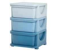 HOMCOM Tour de Rangement en Plastique pour Enfants 3 Tiroirs Bleu | Meuble de Rangement avec Boîtes, Tiroirs Jouet, pour Chambre d'Enfant Crèche Salon, Garçons Filles 3-6 Ans