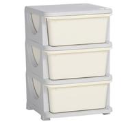 HOMCOM Tour de Rangement en Plastique pour Enfants 3 Tiroirs Crème | Meuble de Rangement avec Boîtes, Tiroirs Jouet, pour Chambre d'Enfant Crèche Salon, Garçons Filles 3-6 Ans