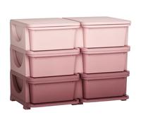HOMCOM Tour de Rangement en Plastique pour Enfants à 3 Niveaux avec 6 tiroirs, boîtes de Rangement, tiroirs Rangement Jouet pour Chambre d'enfant, crèche, Salon, pour garçons et Filles 3-6 Ans, Rose