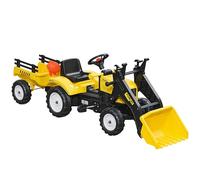 HOMCOM Tracteur à pédales avec remorque, Véhicule à pédales avec pelle, Véhicule pour enfants Tracteur pour enfants à partir de 3 ans, Jaune