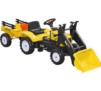 HOMCOM Tracteur à pédales avec remorque, Véhicule à pédales avec pelle, Véhicule pour enfants Tracteur pour enfants à partir de 3 ans, Jaune