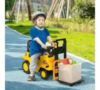 HOMCOM Tracteur à Pédales pour Enfants 3-4 Ans avec Chariot Élévateur et Espace de Rangement, 86x27.5x47.5 cm, Jaune et Noir