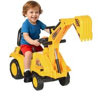 HOMCOM Tracteur autoporté, 2 en 1 Kids Ride on Digger Pull Cart with Bucket, Under Seat Storage, Horn, High Backrest, Ride on Toy for 1.5-4 Years, Yellow (Jouet autoporté pour Les Enfants de 1,5 à 4