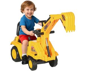 HOMCOM Tracteur autoporté, 2 en 1 Kids Ride on Digger Pull Cart with Bucket, Under Seat Storage, Horn, High Backrest, Ride on Toy for 1.5-4 Years, Yellow (Jouet autoporté pour Les Enfants de 1,5 à 4