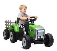 HOMCOM Tracteur Électrique avec Remorque Amovible 12V 3-6 km/h Vert