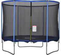 HOMCOM Trampoline avec filet de sécurité Trampoline de jardin pour l'intérieur et l'extérieur Trampoline de fitness pour enfants et adultes Acier bleu+noir jusqu'à 113,6 kg Ø305 x 248H cm