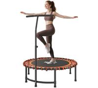 HOMCOM Trampoline de Fitness de 114,3 cm avec poignée réglable, Mini Trampoline Pliable pour entraînement d'exercice en intérieur, supporte jusqu'à 100 kg, Orange