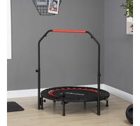 HOMCOM Trampoline de fitness gymnastique avec poignée réglable pliable écran LCD 6 pieds 28 ressorts Ø 102 x 123 cm noir rouge