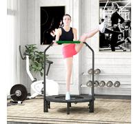 HOMCOM Trampoline de Fitness Pliable Ø102 cm avec Poignée Ajustable en Acier pour Entraînement Jambes Corps Noir et Vert