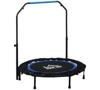 HomCom Trampoline de fitness pour adulte – poignée réglable, pliable Ø102 cm, 28 ressorts, noir/bleu