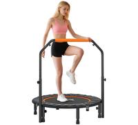 HOMCOM Trampoline de Fitness Poignée Réglable Pliable Ø 102 cm Noir Orange