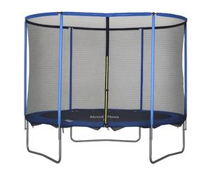 HOMCOM Trampoline de jardin avec filet de sécurité - Pour l'intérieur et l'extérieur - Trampoline de fitness pour enfants et adultes - Acier bleu et noir - Jusqu'à 113,6 kg - Ø 305 x 248 cm