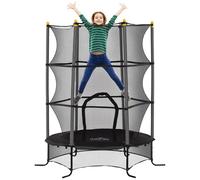 HOMCOM Trampoline Enfant Ø 1,63 × 1,9H m Filet de sécurité Porte zipée Couvre-Ressorts 6 poteaux rembourrés Inclus Noir