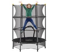 HOMCOM Trampoline Enfant Ø 1,40 × 1,90H m Filet de sécurité Porte zipée Couvre-Ressorts 6 poteaux rembourrés Inclus Noir
