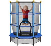 HomCom Trampoline enfant Ø1,40×H1,90 m, filet sécurité, porte zipée, 6 poteaux rembourrés, bleu