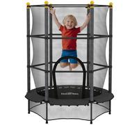 HomCom Trampoline de jardin enfants Ø1,40×1,90 m Filet de sécurité porte zippée 6 poteaux Noir