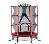 HOMCOM Trampoline Enfant Ø1,63 x 1,9H m Filet de Sécurité Porte Zipée Rouge