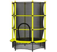 HOMCOM Trampoline enfant Ø140 cm pour 3-10 ans avec filet de sécurité Charge 50 kg pour intérieur extérieur Jaune