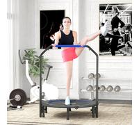 HOMCOM Trampoline Pliable Ø114 cm avec Poignée Ajustable Cadre en Acier pour Entraînement Jambes Corps Bleu et Noir