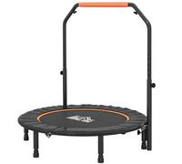 HOMCOM Trampoline pour Adultes Ø114 cm Pliable avec poignée réglable, capacité de Charge 200 kg, Tapis élastique à 28 Ressorts Bunge, en Acier et PP, Orange