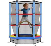 Trampoline pour enfant - HOMCOM - Ø 1,40 x 1,90H m - filet de sécurité porte zippée 6 poteaux rembourrés, charge 45 kg - multicolore