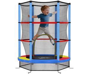 HOMCOM Trampoline pour Enfant Ø 1,40 x 1,90H m Filet de sécurité Porte zippée 6 poteaux rembourrés Inclus Charge Max. 45 kg Multicolore