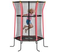HOMCOM Trampoline pour Enfant Ø 1,63 x 1,9 m Filet de sécurité Porte zippée 6 poteaux rembourrés Inclus Charge Max. 50 kg Rouge Noir