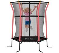 HomCom Trampoline enfant Ø1,63x1,9 m – filet sécurité, porte zip, 6 poteaux, 50 kg – rouge