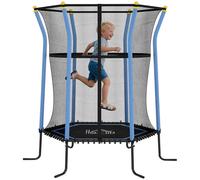 HOMCOM Trampoline pour Enfant Ø 1,63 x 1,9 m Filet de sécurité Porte zippée 6 poteaux rembourrés Inclus Charge Max. 50 kg Bleu Noir