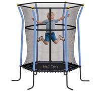 HOMCOM Trampoline pour Enfant Filet de Sécurité 1,22x1,11x1,9m Bleu Noir