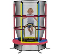 HOMCOM Trampoline pour enfants de 3 à 6 ans avec filet de sécurité, trampoline sans ressorts avec pieds en L, pour usage intérieur et extérieur, Ø160x190 cm, multicolore