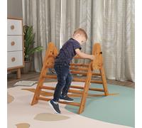 HOMCOM Triangle d'apprentissage à grimper pour enfants pliable en bois - 90 x 64 x 70 cm marron