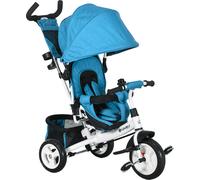 HOMCOM Tricycle 6 en 1 avec barre de poussée, tricycle pour enfants avec toit solaire amovible, coussin, vélo d'exercice avec ceinture de sécurité 5 points, panier, porte-gobelet, pour enfants de 1 à