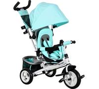 HOMCOM Tricycle 6 en 1 avec barre de poussée, tricycle pour enfants avec toit solaire amovible, coussin, vélo d'exercice avec ceinture de sécurité 5 points, panier, porte-gobelet, pour enfants de 1 à