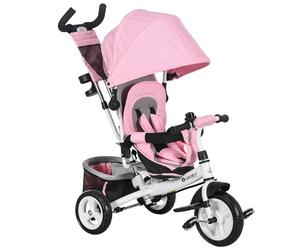 HOMCOM Tricycle 6 en 1 pour Enfants 1-5 Ans, avec Poussoir et Frein, Rose