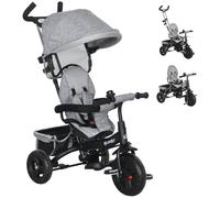 HOMCOM Tricycle Bébé Évolutif 6 en 1 Vélo Poussette pour 1-5 Ans Gris