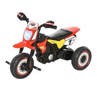 HOMCOM Tricycle Enfants Moto Cross Effets musicaux et Lumineux Coffre Rangement Rouge