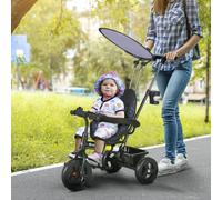 HOMCOM Tricycle Enfants Pare-Soleil Pliable Canne Amovible Benne Rangement 105 x 47 x 98 cm Acier Bleu et Noir