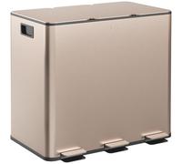 HOMCOM Triple poubelle de cuisine, 3 x 15L poubelle à pédale, poubelle en acier inoxydable avec couvercle à fermeture douce, seaux intérieurs amovibles, résistant aux empreintes digitales pour le