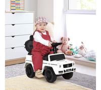 HOMCOM Porteur Enfants Voiture Enfant Multi-équipée 12-36 Mois klaxon Marche-Pieds, Garde-Corps et ombrelle Blanc